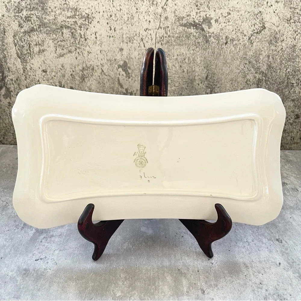 Vtg Royal Doulton Blue Floral Hand Painted Vanity Tray Rectangle Earthenware